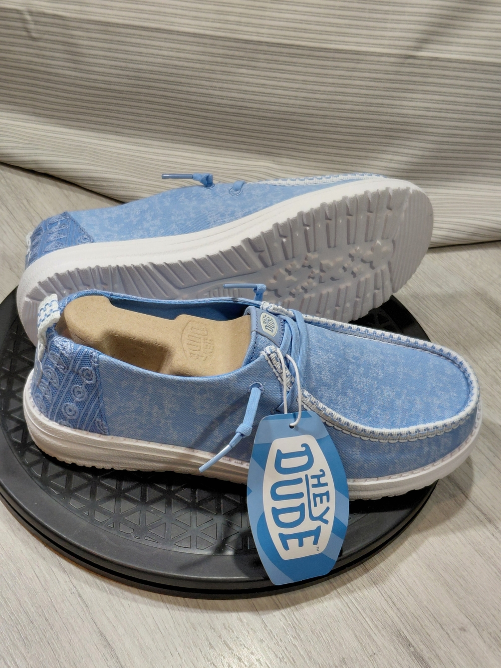 NWT Hey Dude Womens Wendy Surf Wash Blue White Denim Canvas Casual Comfort W8 - Picture 8 of 16